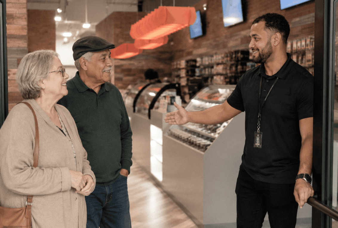 Higher Level Greenfield budtender assisting customers